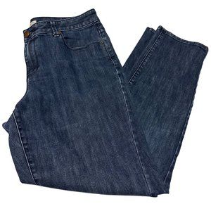 Coldwater Creek size 12 dark blue wash straight leg  zip flat front jeans FLAW